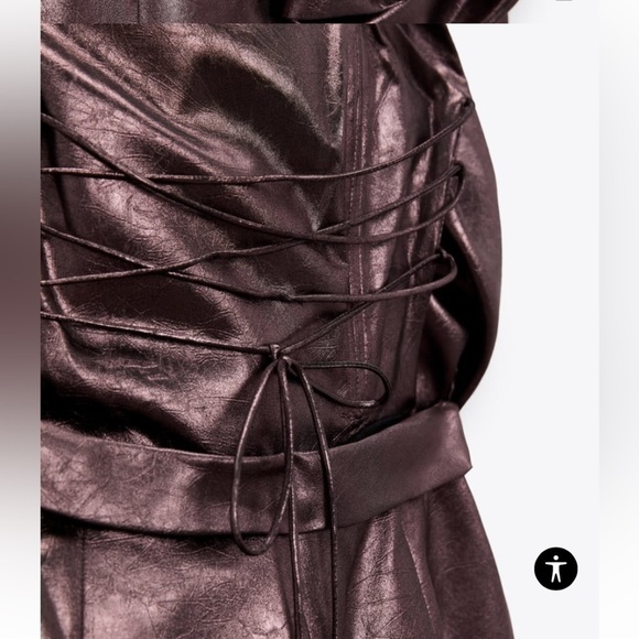 Zara  COCKTAIL PARTY VOLUMINOUS FLOWER MINI STRAPLESS DRESS JEWEL METALLIC - Picture 8 of 13